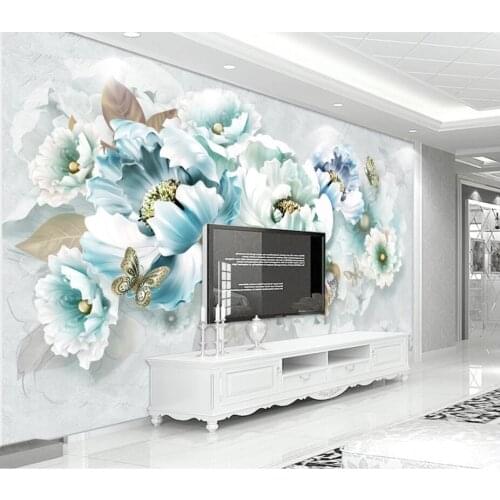 CJSIR Custom 3D Wallpaper Silk Cloth Waterproof Canvas Murals Wall Painting Pastoral Floral Flower Oil Painting Black Mural