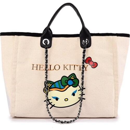 Sanrio Hello Kitty 2021 New Tote Bag Canvas Outdoor Large Capacity Handbag Cartoon Shoulder Bag