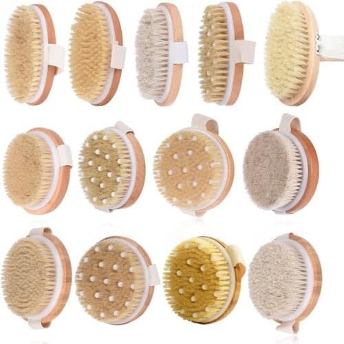 1Pc Dry Massage Skin Body Brush Soft Natural Bristle Shower Brushes Wooden Bath Shower SPA Body Without Handle