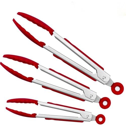 Stainless Steel Food Tongs Kitchen High Temperature Resistant Steak Silicone Anti-scald Food Tongs Barbecue Split Meal Tongs