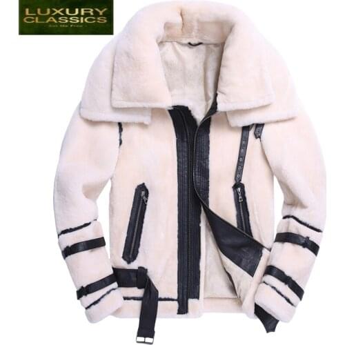 Real Fur Coat Natural Winter Men Clothes 2021 100% Genuine Leather Jacket Sheep Shearling Bomber Jackets Coats Hiver 899