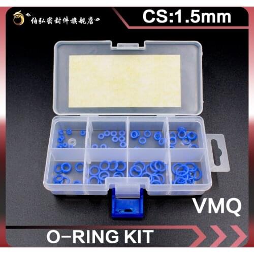 Blue Silicone rubber O-Ring Thickness 1.5mm Ring Seal Silicon Sealing O-rings VMQ Washer oring set Assortment Kit Set O Ring