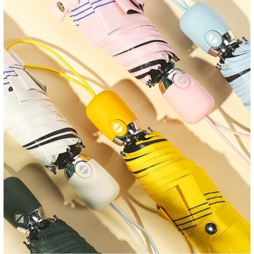 UV Protection Sun Umbrella 2021 Fashion Summer Black Coating 3 Folding Automatic Umbrella Sombrilla