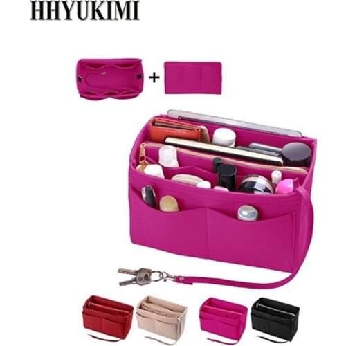 Make up Organizer Insert Bag For Handbag, Felt Bag with zipper, Travel Inner Purse, Fit Cosmetic Bags Fit Various Brand Handbags