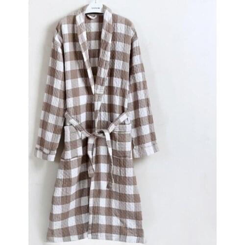 Three Layers 100% Cotton Unisex Sexy Bath Men Women Sleepwear Washing Gauze Sleeprobe Females Casual Home Bathrobe