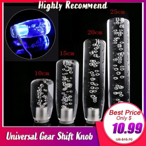 10/15/20/25CM Crystal Bubble Style Shift Knob Universal Manual Car Gear Shift Knob With LED Colorful Shifter Lever Auto Interior