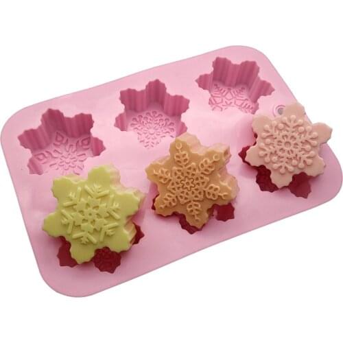 Flower Shaped Silicone DIY Handmade Soap Candle Cake Mold Supplies 6 Hole Crafts Handmade Soap Mold fast sent wholesale new