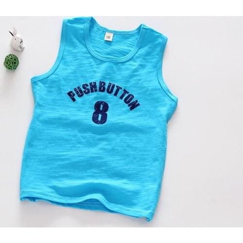 High quality summer boys Girl fashion t-shirts Soft comfortable bamboo cotton Baby Vest print letter kid clothes