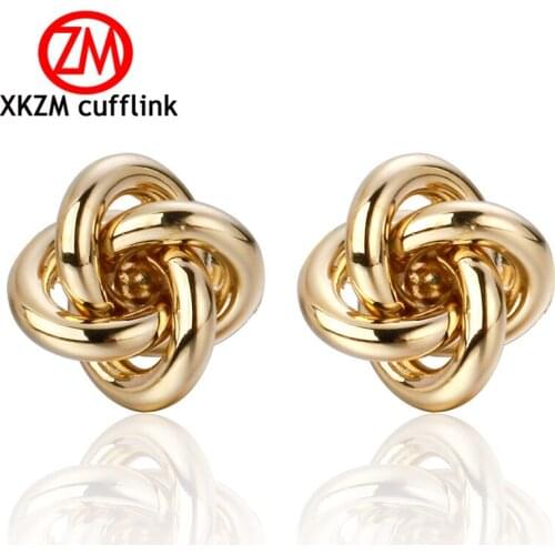 Golden Circle Twist Knot Cufflinks for Mens Suits Buttons Geometric Wedding Cufflink French Grooms Shirt Brand Cuff Links