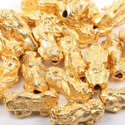 13*35cm Gold Feng Shui Pixiu Charm Beads Copper Beads For Jewelry Making Diy Craft Bracelets Necklace Accessories