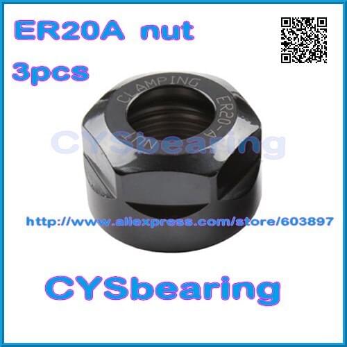 3pcs ER Nut ER20 A type clamping nut ER20 A 25*1.5 Hex Nut Suitable for engraving spindle motor / ER11 engraving machine