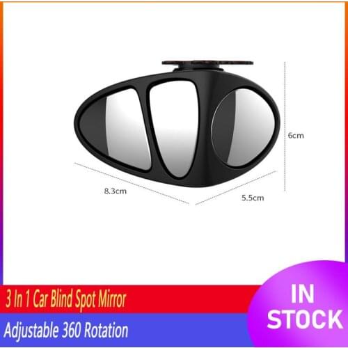 360 Rotation 3 In 1 Car Blind Spot Mirror Wide Angle Mirror Adjustable Convex Rear View Mirror View Front Wheel Mirror