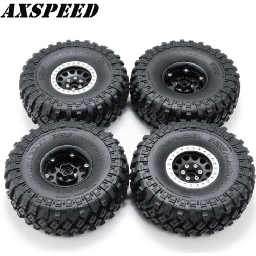 AXSPEED 1.9inch Beadlock Wheel Rim Tires Set for 1:10 RC Crawler Car Axial SCX10 Wheel Tires Tyres Accessories