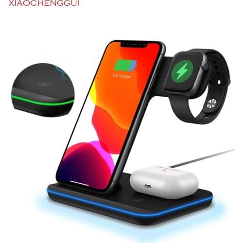 15W 3 in 1 Qi Wireless Charger Stand for iPhone 11 XS XR X 8 AirPods Pro Charge Dock Station For Apple Watch iWatch 5 4 3 2