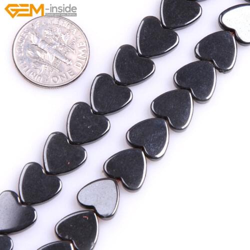 Gem-inside 4-20mm Natural Heart Hematite Beads Healing Beads For Jewelry Making Necklace Bracelets For Women 15'' DIY Beads