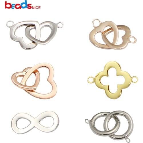Beadsnice 925 Sterling Silver Bracelet Necklace Jewelry Accessories Clover Heart Connector Charm