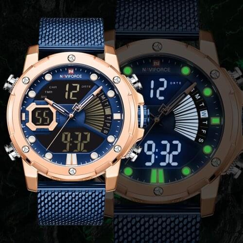 Men Watch Top Luxury Brand NAVIFORCE Fashion Sports Men’s Watches Blue Big Dial Wristwatch Military Quartz Digital Male Clock