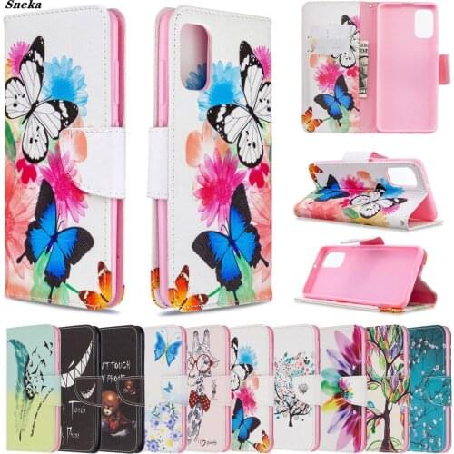S20 Ultra Phone Cover for Galaxy Note 20 A71 A51 S10 A70E A41 A11 A01 A21 A20E A31 Luxury Painted Leather Flip Wallet Bag Case