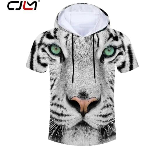CJLM Man Black And White Striped Animal Hoodes Tshirt Mens Lovely Tiger Hoodies Tee Shirt 3D Printed Oversized T-shirt 6XL