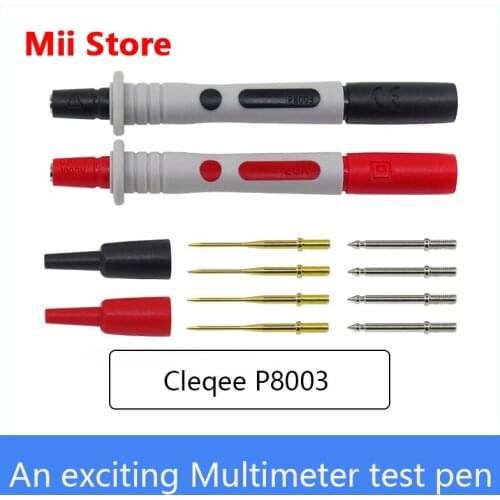Cleqee P8003 1set 2pcs Multimeter Probe Replaceable gilded Needle Multi-purpose Test pen