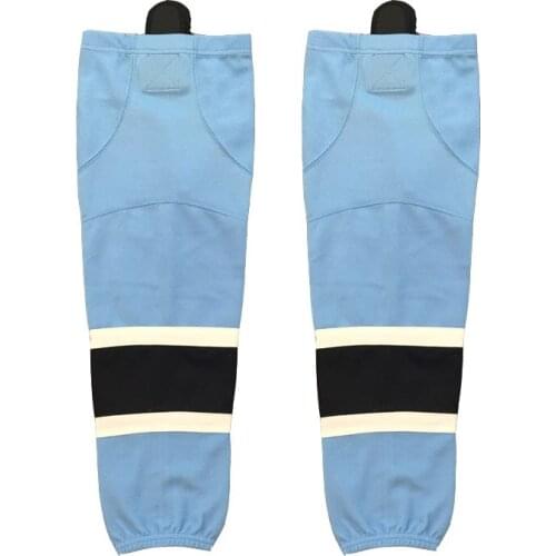 COLDINDOOR 100% Polyester The light blue Ice Hockey Socks Cheap Shin Guards W053