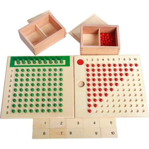 Wooden Montessori Materials Mathematics Teaching Toys Multiplication & Division Math Toy Beads Board Red Green Christmas gift