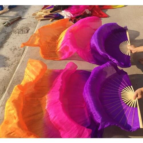 Children Pure Silk Fan Veils Pairs Folk Art Chinese Yangko Party Stage Performance Foldable Fan 120/150/180cm Free Shipping