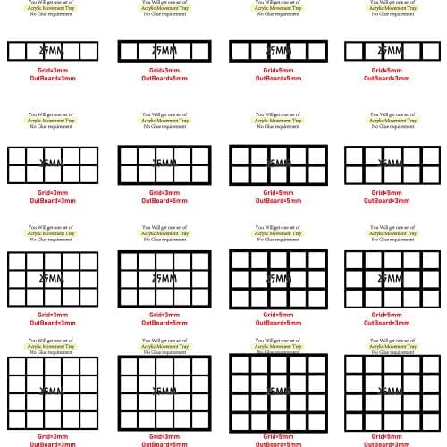 Sqare 25mm Movement Tray - 5/10/15/20 20mm Square Bases - Acrylic Laser Cut