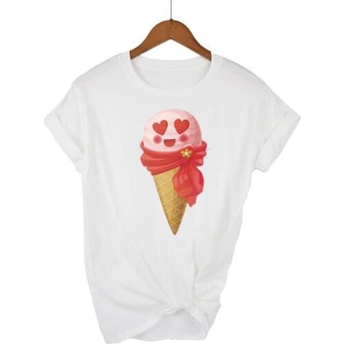 Women Shirt Ladies Female Ice Cream XL Plus Size T Womens Fashion T-shirt Graphic Short Sleeve Summer Printed Top Tshirt