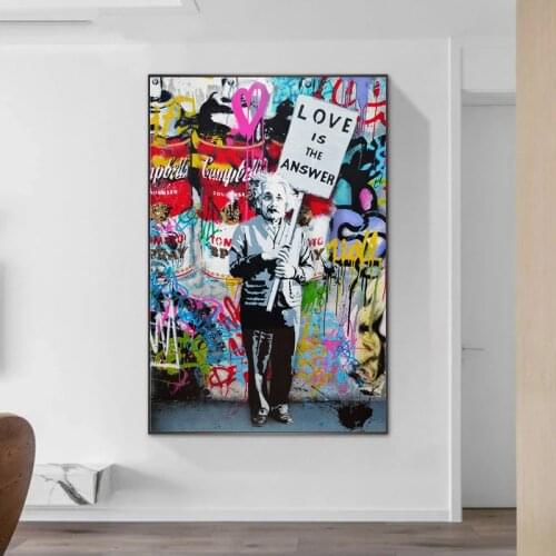 Graffiti Banksy Art Love Is Answer Canvas Painting Street Pop Art Posters and Prints Wall Art Picture for Living Room Home Decor