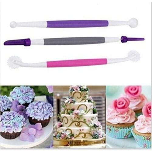 DIY 3pcs Engraving pen Liquid silicone mold Fondant baking tool cake mould cake decorating tools Valentines Easter