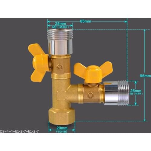 Good Quality 3/4 Inch 2 Way Splitter Brass Valve Gardening Irrigation Tool