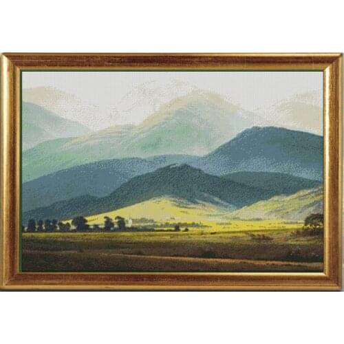 Giant Mountain Oil Painting Scenery Needlework Crafts 14CT Counted Unprinted Embroidery DIY Quality Cross Stitch Kits Arts