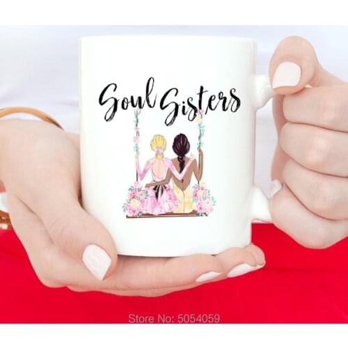 Best Friend Coffee Mug Soul Sister Gift Long Distance Friendship Gift Friends Forever Step Sisters Blonde Hair Mug