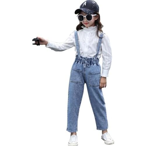 Big Girls Denim Overalls Autumn Jeans For Girls Clothing Pants Casual Teenagers Kids Wear Rompers Overalls 6 8 10 12 14