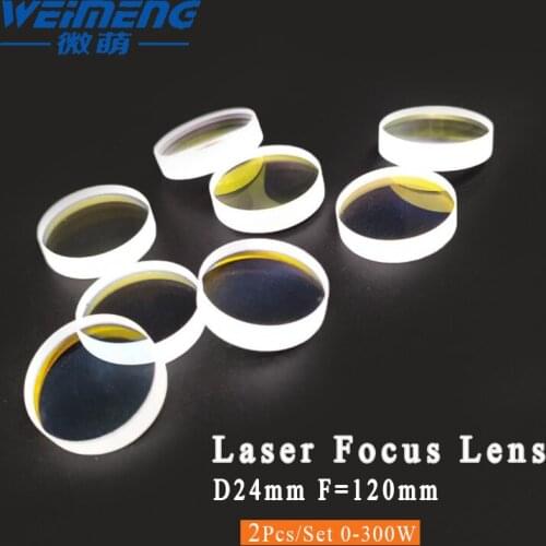 Weimeng laser focusing lens 2pcs Dia:24mm F120mm H-K9L plano-convex shape for laser cutting welding machine