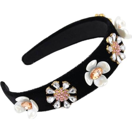 Fashion Women Rhinestone Hairband Vintage Luxury Baroque Queen Tiara Wide Headband Wedding Hair Accessories