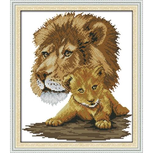 Lion (2) cross stitch kit 14ct 11ct pre stamped canvas cross stitching animal embroidery DIY handmade needlework