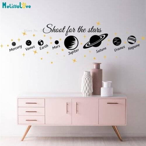 Custom Two Colors Space Wall Decals Planets Nursery Space Solar System Stickers Kids Baby Room DIY Murals Removable YT5454