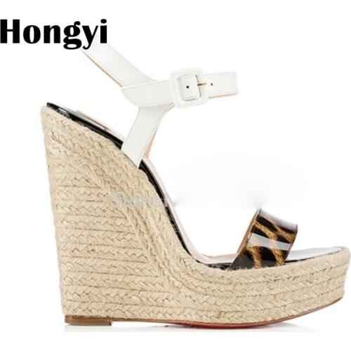 Hongyi New 2018 Fashion Concise High-heeled Sandals Sexy Wedge Heeled 16CM High Heels Sandals Party Dress Women Shoes Wedges