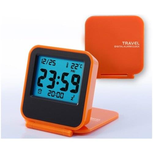New Mini Clamshell Travel Electronic Muted Alarm Clock Living Room Bedroom Luminous LCD Desk Watch Portable Quartz Clock C360
