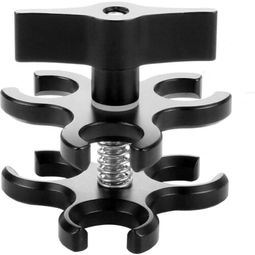 Upgrade Clamp 3-Hole Aluminum Triple Butterfly Clip Diving Light Arm Ball Head Mount Adapter For Action Camera Flashlight Tripod