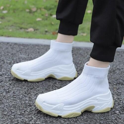 Slip On Winter Boots Autumn Chunky Sneakers Solid Sock Boots Knitting Ankle Boots Women Shoes Woman Plus Size Platform Shoes