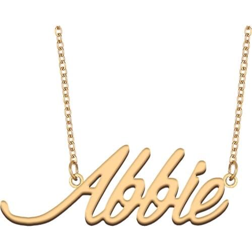 Abbie Name Necklace for Women Stainless Steel Jewelry 18k Gold Plated Alphabet Nameplate Pendant Femme Mother Girlfriend Gift