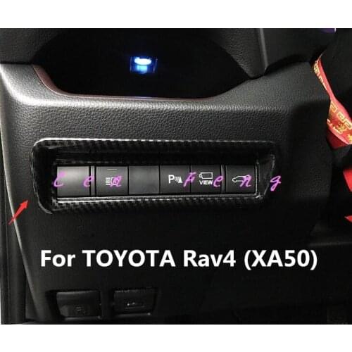 For TOYOTA Rav4 2019 2020 Carbon Fiber Style Head Light Switch Button Control Panel Cover Trim Bezel