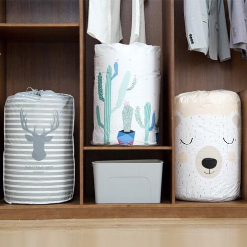PEVA Foldable Clothes Quilt Storage Bag Home Bedroom Wardrobe Blanket Packages Closet Sweater Organizer Luggage Pouches Pocket