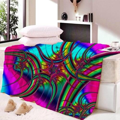 Psychedelic Fleece Blanket Plush 3d Printed for Adults Sofa Fleece Bedspread Wrap Throw Blanket