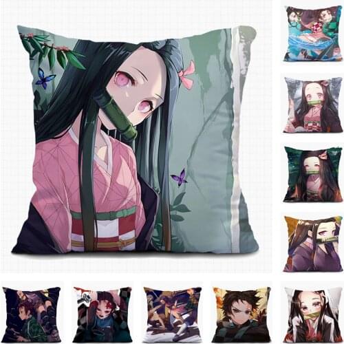 Anime Demon Slayer Christmas Gift Kamado Nezuko Sofa Pillow Case Custom Decorative Cushion Covers Home Textile Pillowcase A24