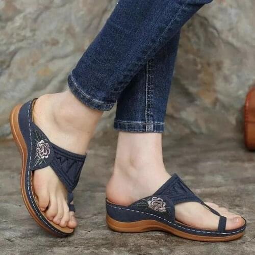 New Flip Flops Women Slippers Summer Fashion Embroidered Flip-flops Women Shoes Casual Beach Outdoor Ladies Plus Size Slippers