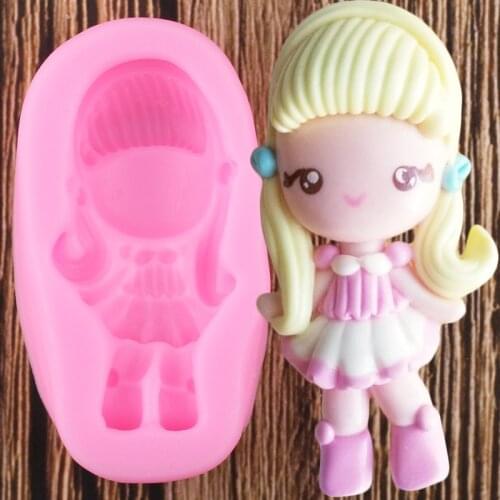 DIY Girls Silicone Molds Princess Cupcake Topper Fondant Chocolate Candy Polymer Clay Mold Baby Birthday Cake Decorating Tools